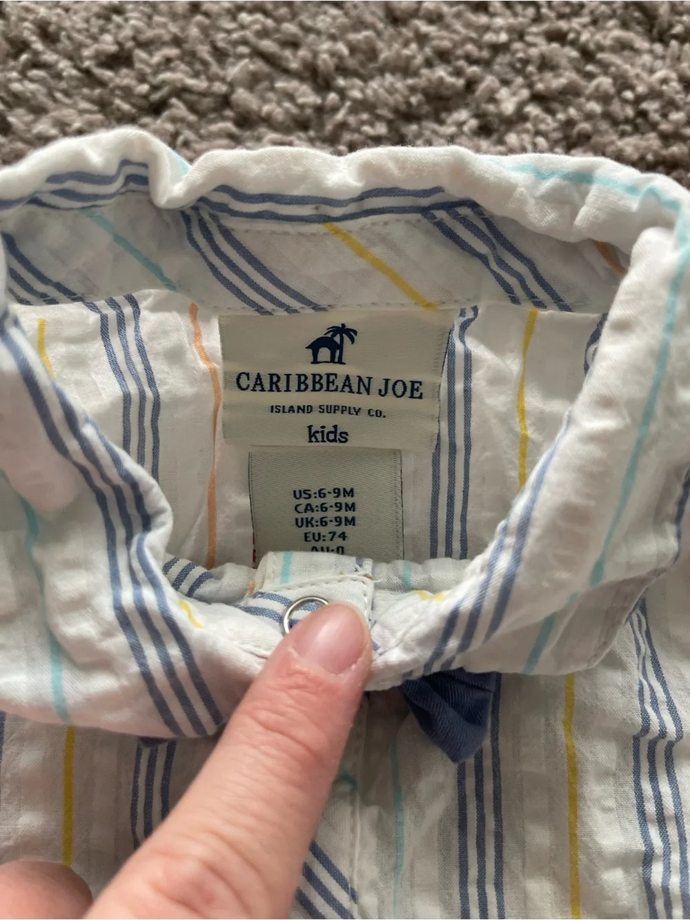 Caribbean Joe Boys Blue and White Striped Shirt with Blue Shorts Matching Set